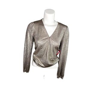 ‎Vince Camuto Blouse Top Small Gold Sparkle Silver